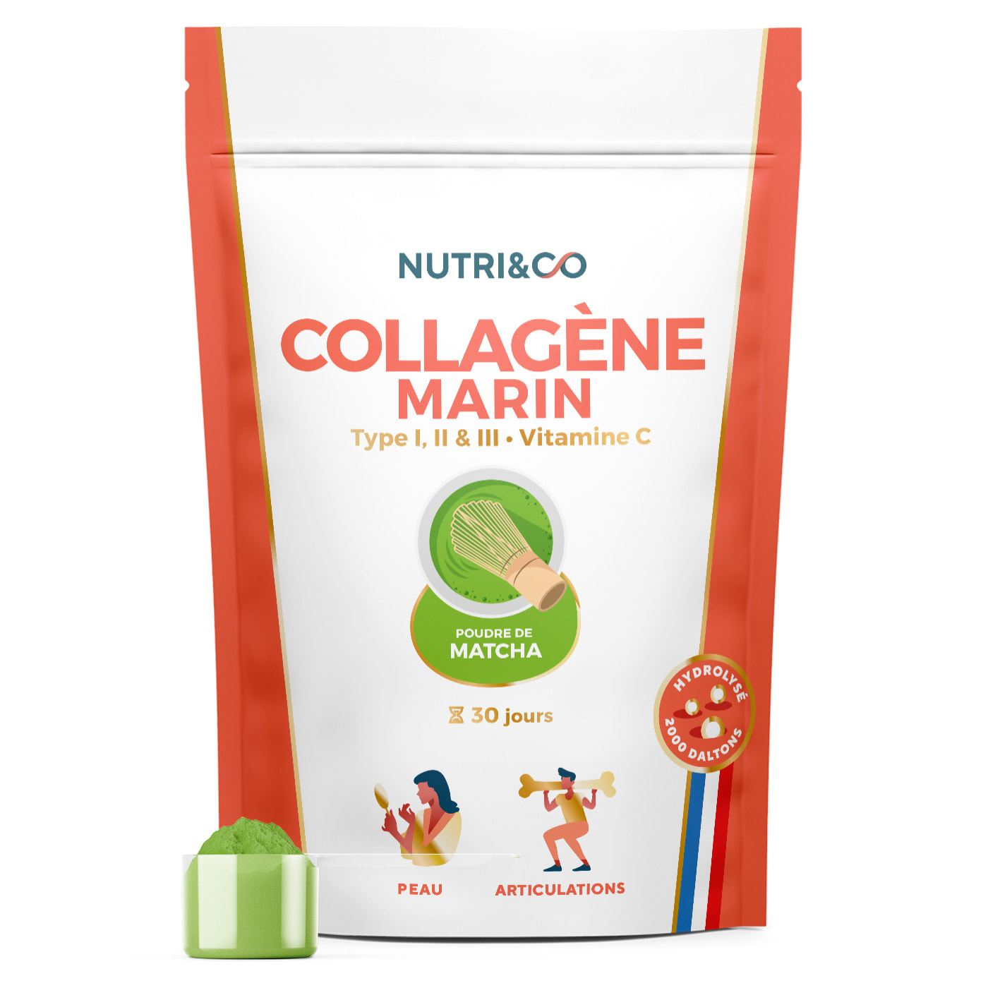 Collagène Marin Type 1, 2 & 3 Peau & Articulations Goût Matcha - 180g