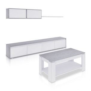 Pack salón con mesa de centro Arlet Plus Blanco Artik (Blanco Mate) - Gris Cemento