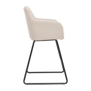 Tabourets de bar en tissu effet velours beige H65 cm (lot de 2) AMIKA
