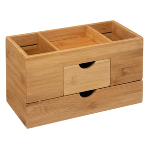 Organiseur 2 tiroirs/3 compartiements bambou