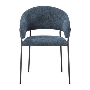 Set Da 4, Poltrona Artemisia Tess. Blu/Gambe Nere