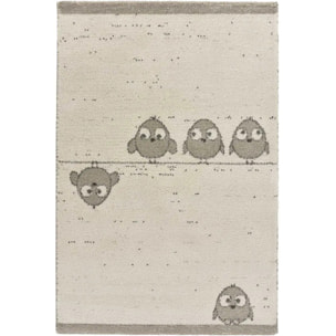 CRANBERRY Alfombra infantil pajaritos blanco, 120x170 cm.