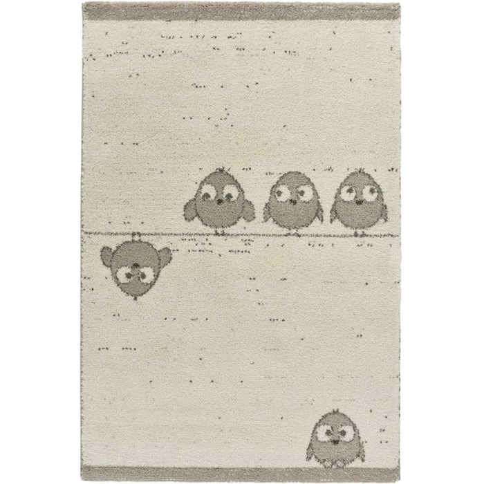 CRANBERRY Alfombra infantil pajaritos blanco, 120x170 cm.