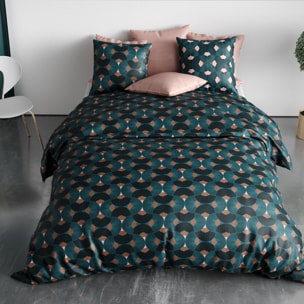 Parure housse de couette imprimé 100% coton marron - greek