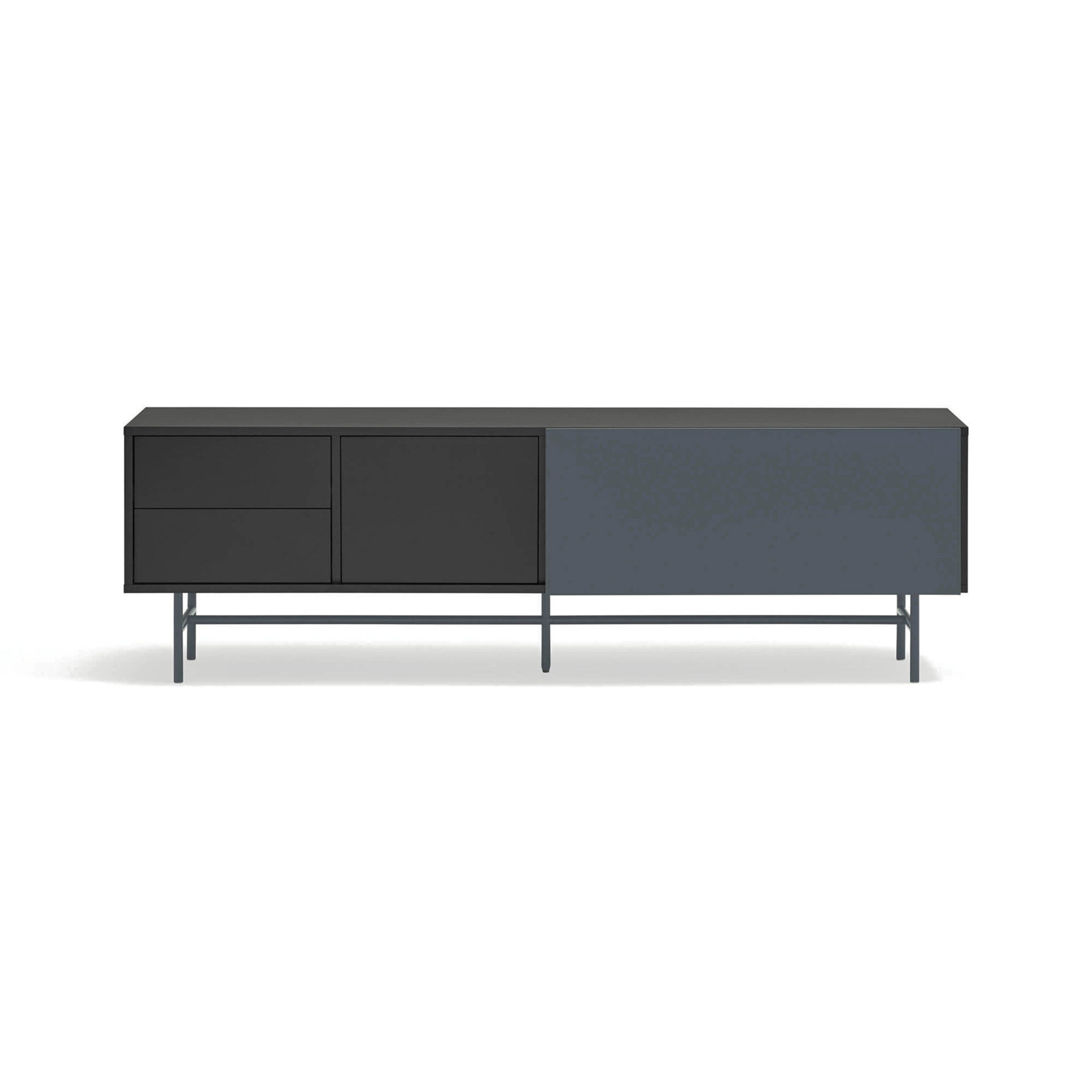 Mueble de televisión Nube 2 cajones, 1 puerta y 1 puerta corredera negro y gris antracita