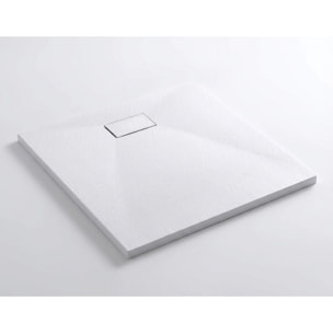 Essential 90x90 cm receveur de douche carré à poser SMC avec surface effet pierre, blanc (CERAES9090W)