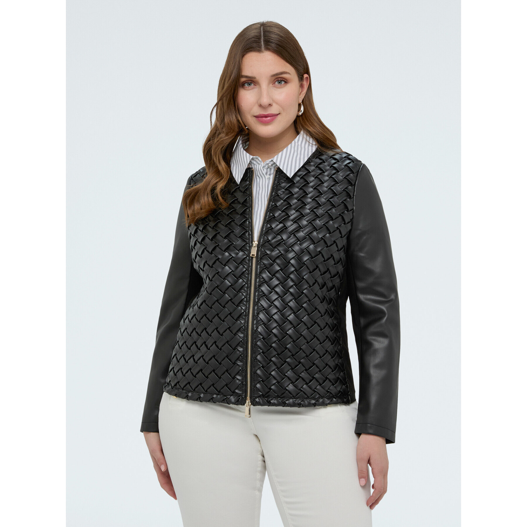 Fiorella Rubino - Chaqueta biker con acabado trenzado - Negro