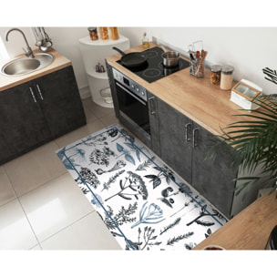 Alfombra de vinilo CERAMIKO, Plantas medicinales azul 66x150 cm