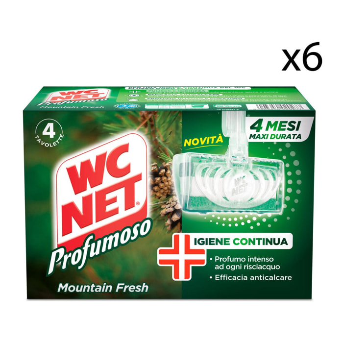 6x WC Net Profumoso Mountain Fresh Igiene Continua - 6 Confezioni da 4 Tavolette