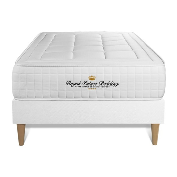 Ensemble Matelas à mémoire de forme maxi épaisseur Balmoral sommier KIT blanc