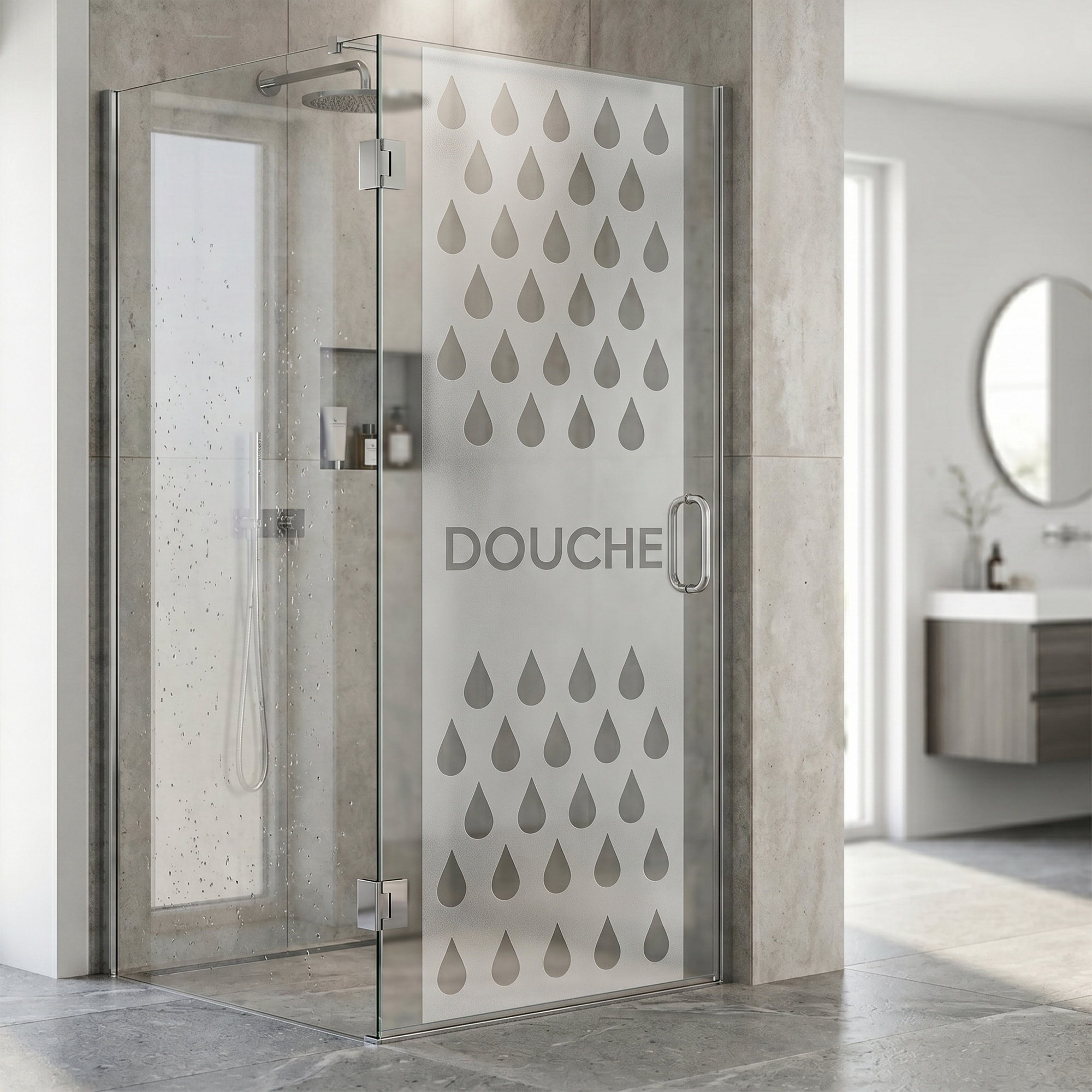 Film Fenêtre Anti Regard Occultant - DOUCHE - Stickers Autocollant Brise-Vue pour Vitre & Porte de Douche