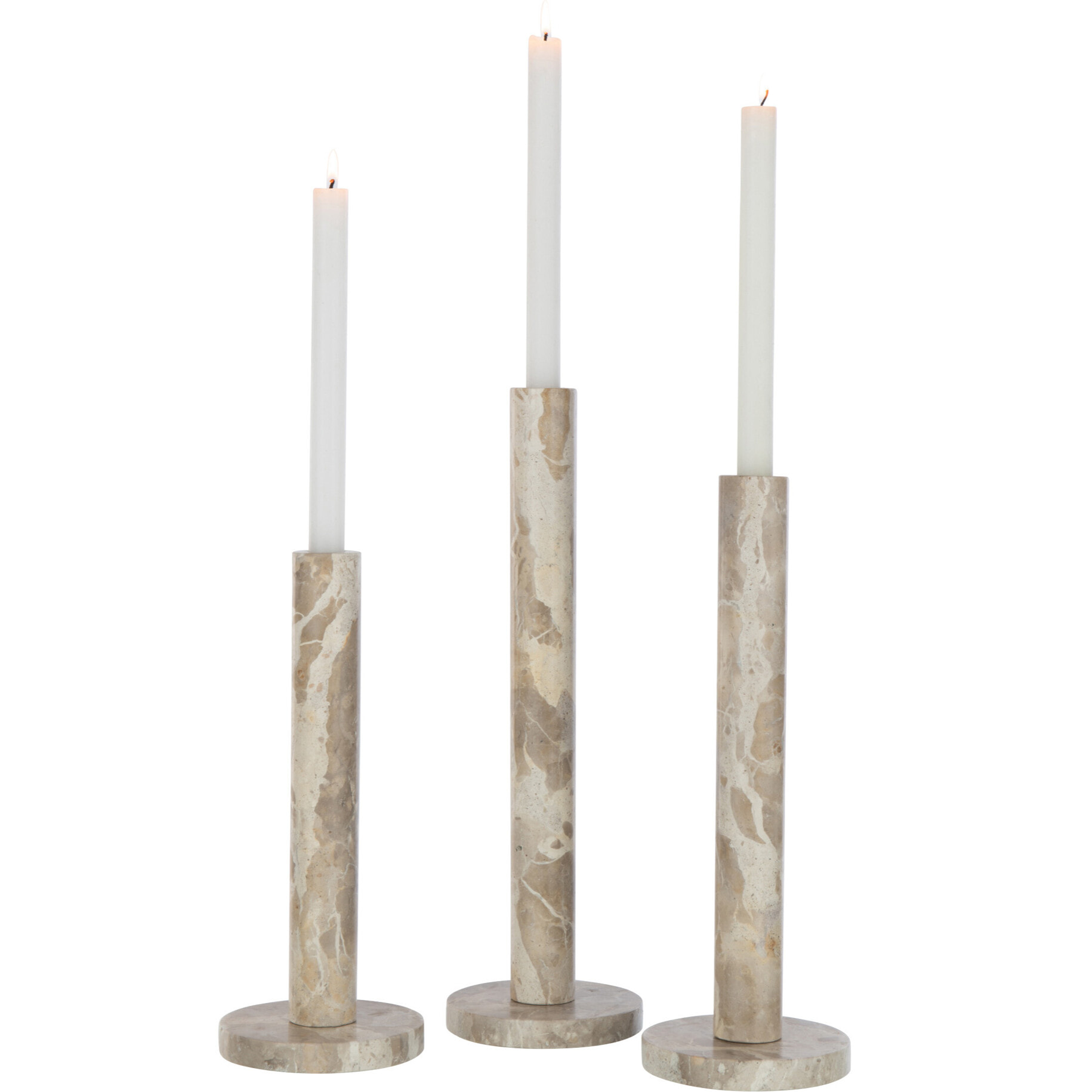 J-Line bougeoir Marbre - pierre - beige - set de 3