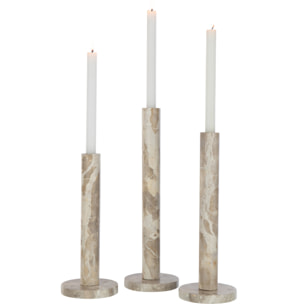 J-Line bougeoir Marbre - pierre - beige - set de 3