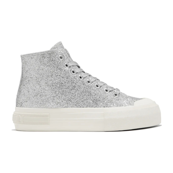 Zapatillas Altas Mujer One Way High Glitter Plata D.Franklin