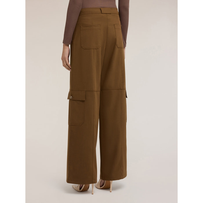 Motivi - Pantaloni cargo in flanella misto lana - Marrone