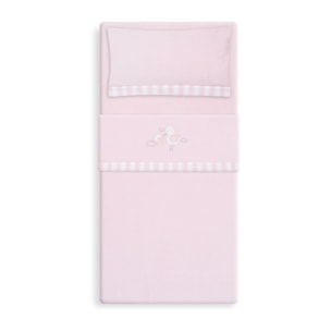 Triptico Cuna Coralina Cigueña Oso + Broche Rosa