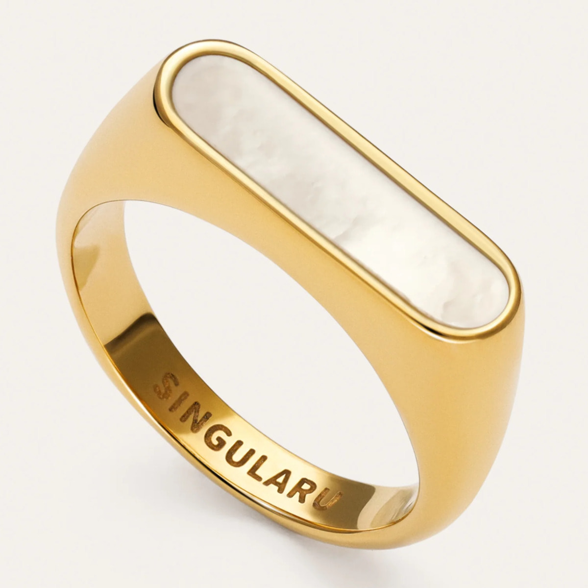 Anello Proa Nácar Acciao Placcato Oro