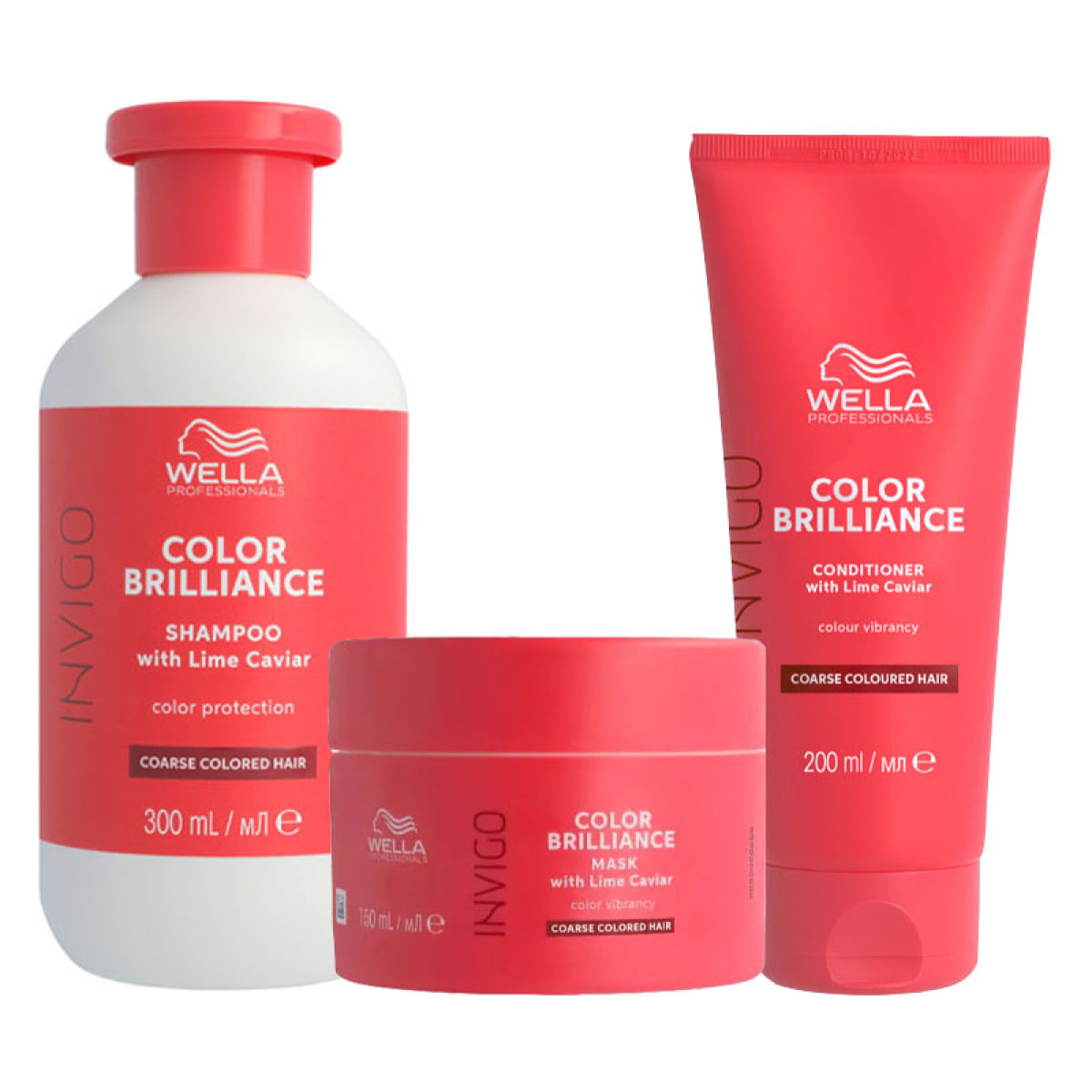 WELLA Kit Invigo Color Brilliance Capelli Spessi Shampoo 300ml + Maschera 150ml + Conditioner 200ml