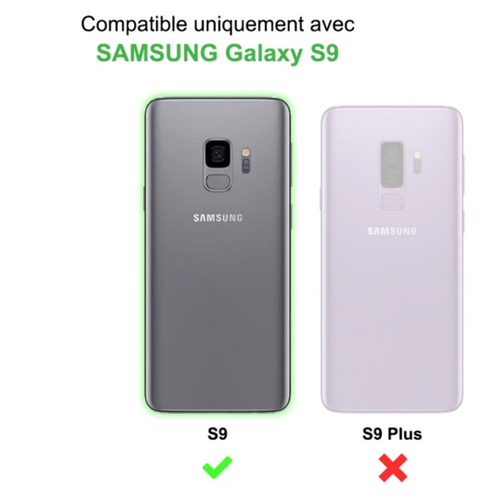 Coque Samsung Galaxy S9 Noire Silicone liquide + 2 Vitres en Verre trempé Protection écran Antichocs