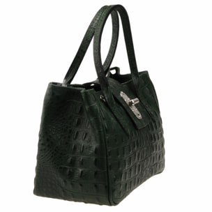 Borse Donna colore Verde-in pelle Made in Italy 17x26x12 cmcm