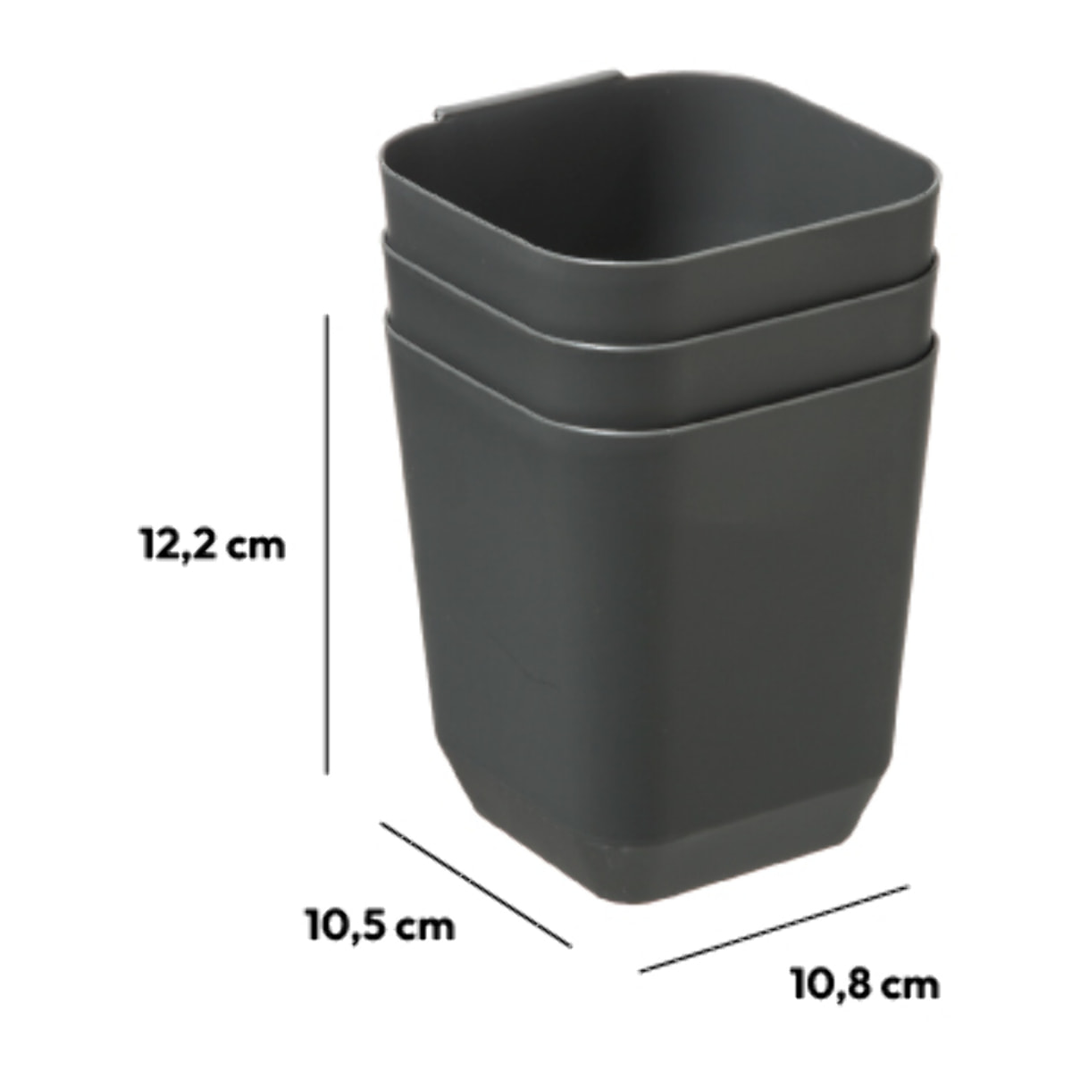 3 bac de rangement Gris Solutions+