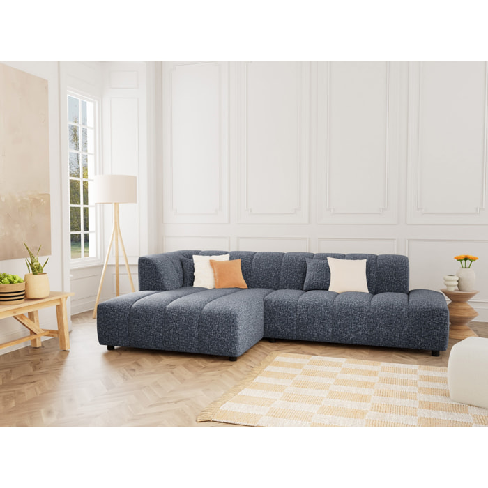 Curtis - canapé d'angle gauche 4 places en tissu texturé - Bleu