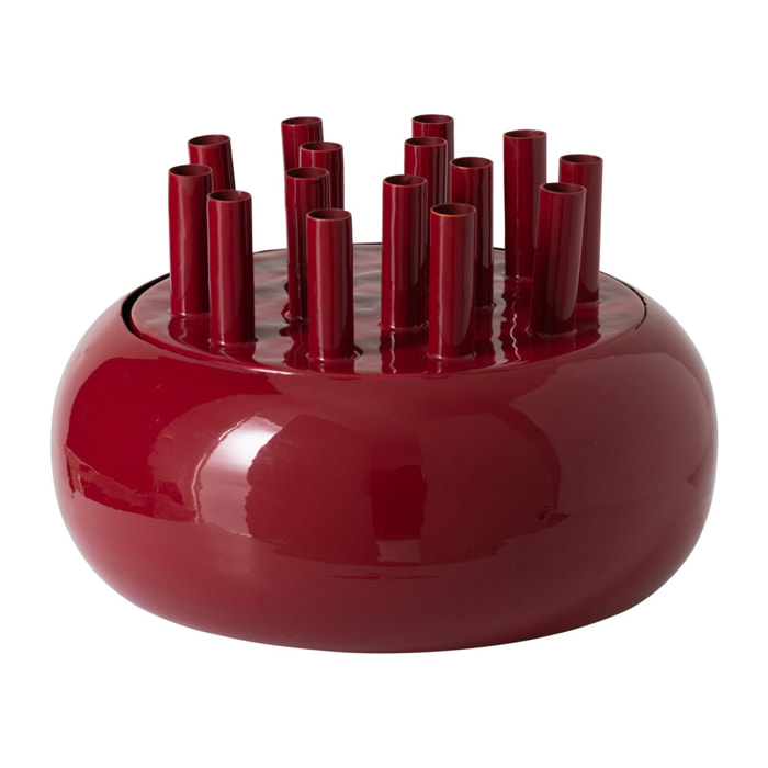 J-Line Vase laqué rond - métal - rouge
