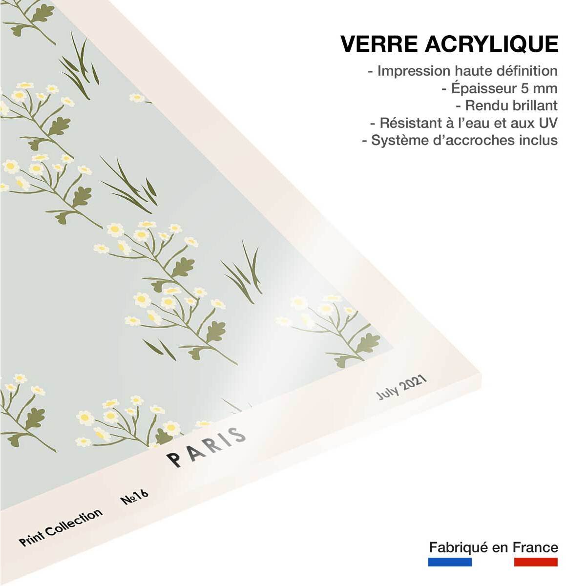 Tableau fleurs paris flower market  Tableau plexiglas