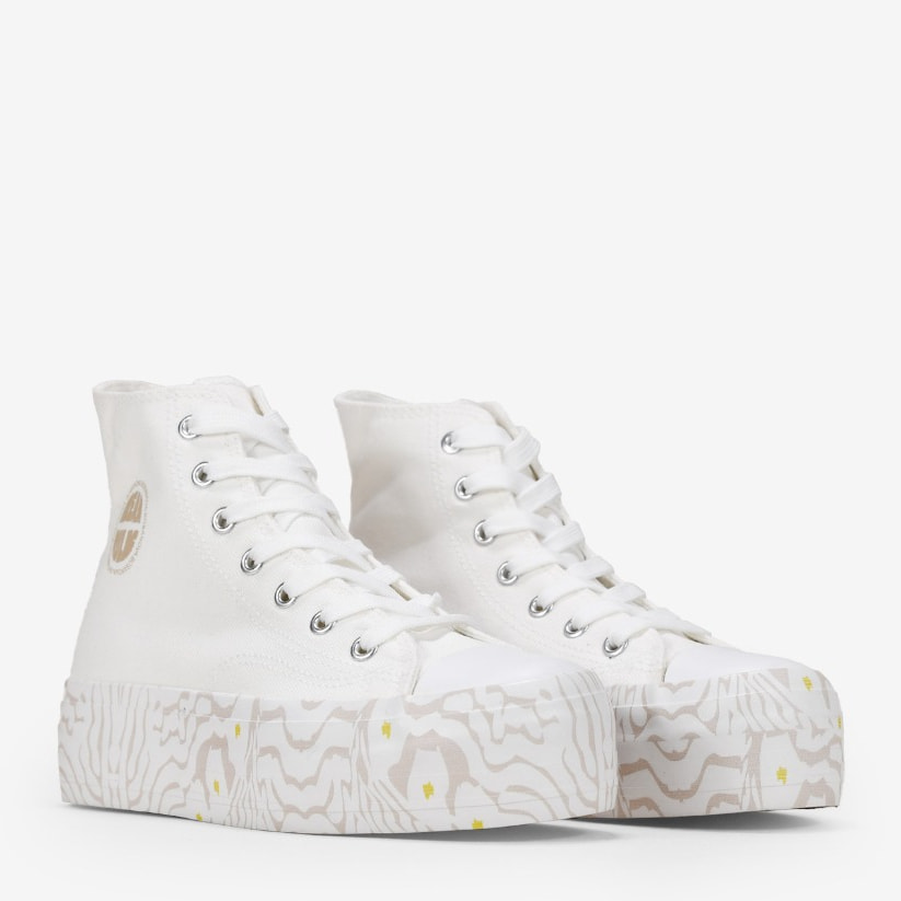 Zapatillas de tela altas blancas con plataforma