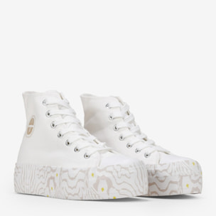 Zapatillas de tela altas blancas con plataforma
