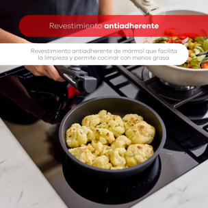 Batería de cocina 10 Pzs Negro / Mango extraíble, 3 Sartenes, 2 Cazos, Tapas y Utensilios/Aluminio fundido