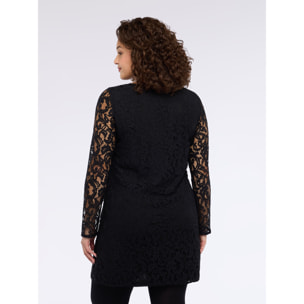 Fiorella Rubino - Vestito corto in pizzo con maniche lunghe - Nero