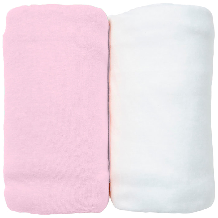 Lot de 2 Draps Housse 60x120 cm jersey Coton bio-Pivoine