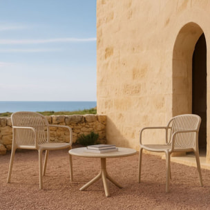 Tavolino basso da esterno in polipropilene 60x60x41cm tortora – Obidos