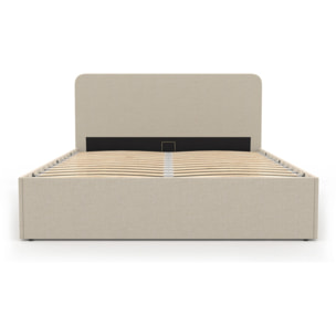 Lit coffre Louise 160x200cm tissu beige