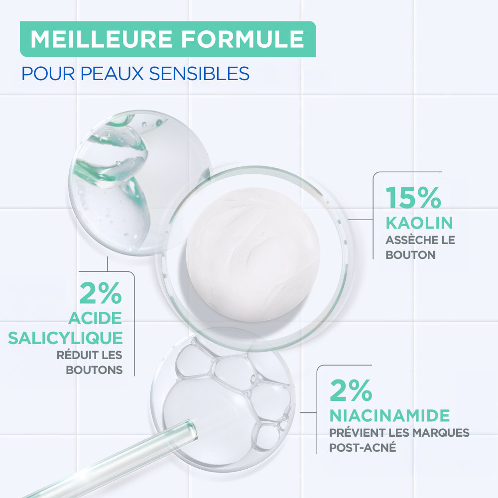Mixa Pâte Concentrée Anti-Bouton, Pâte Anti-Boutons Ciblée à l'Acide Salicylique et à la Niacinamide- Action rapide sur tous les