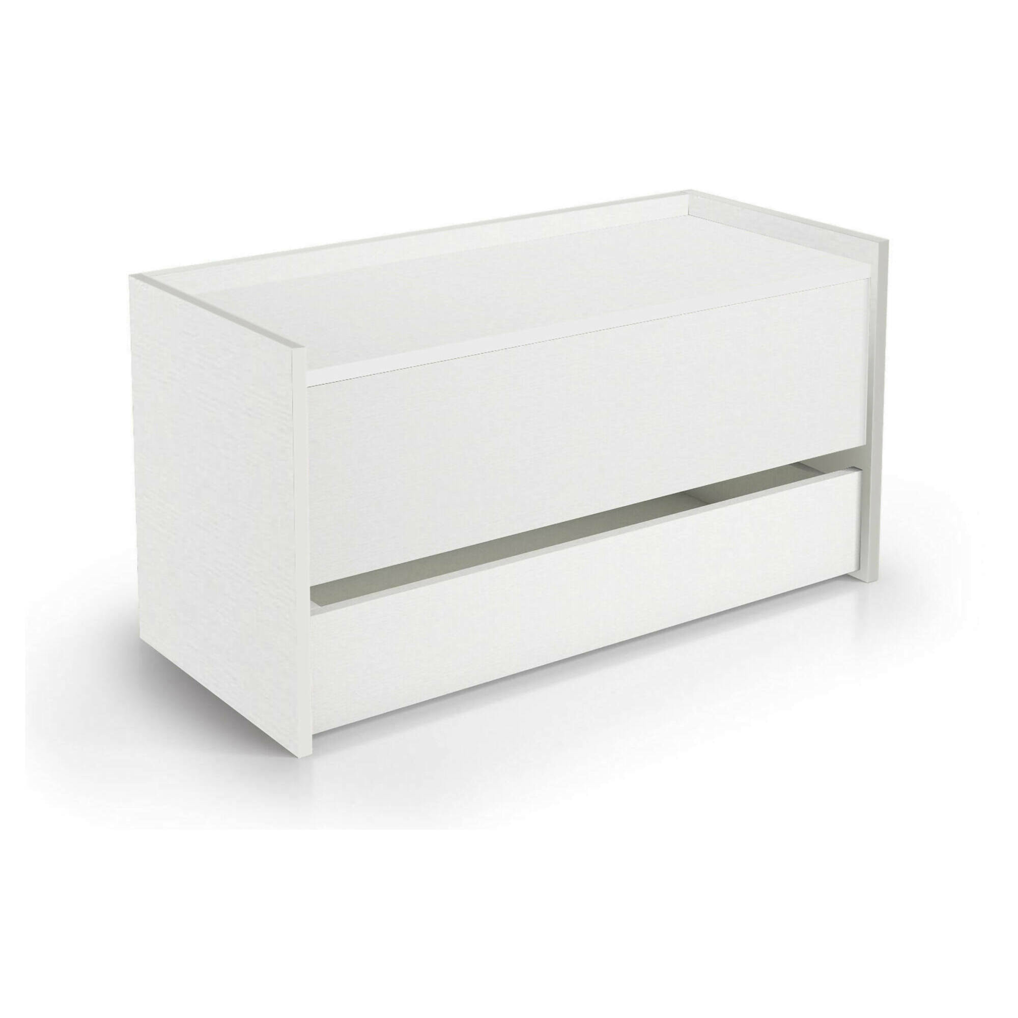 Cassapanca Sogno, Mobile da ingresso moderno con scarpiera, Cassapanca baule con due contenitori, 100% Made in Italy, 90x40h46 cm, Bianco