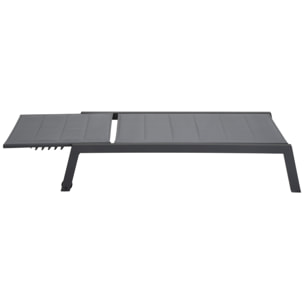 Set bain de soleil et table d'appoint BARBADOS en textilène gris - aluminium gris anthracite