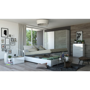 Lit double 160x200 cm avec coffre blanc - GALAVERNA