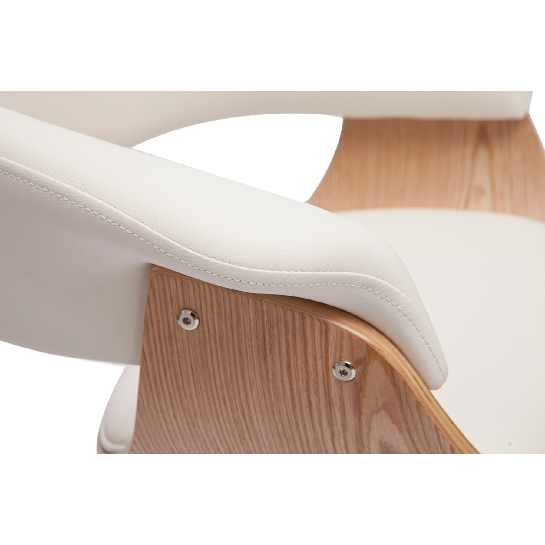 Tabouret de bar design pivotant blanc et bois clair H67 cm OKTAV