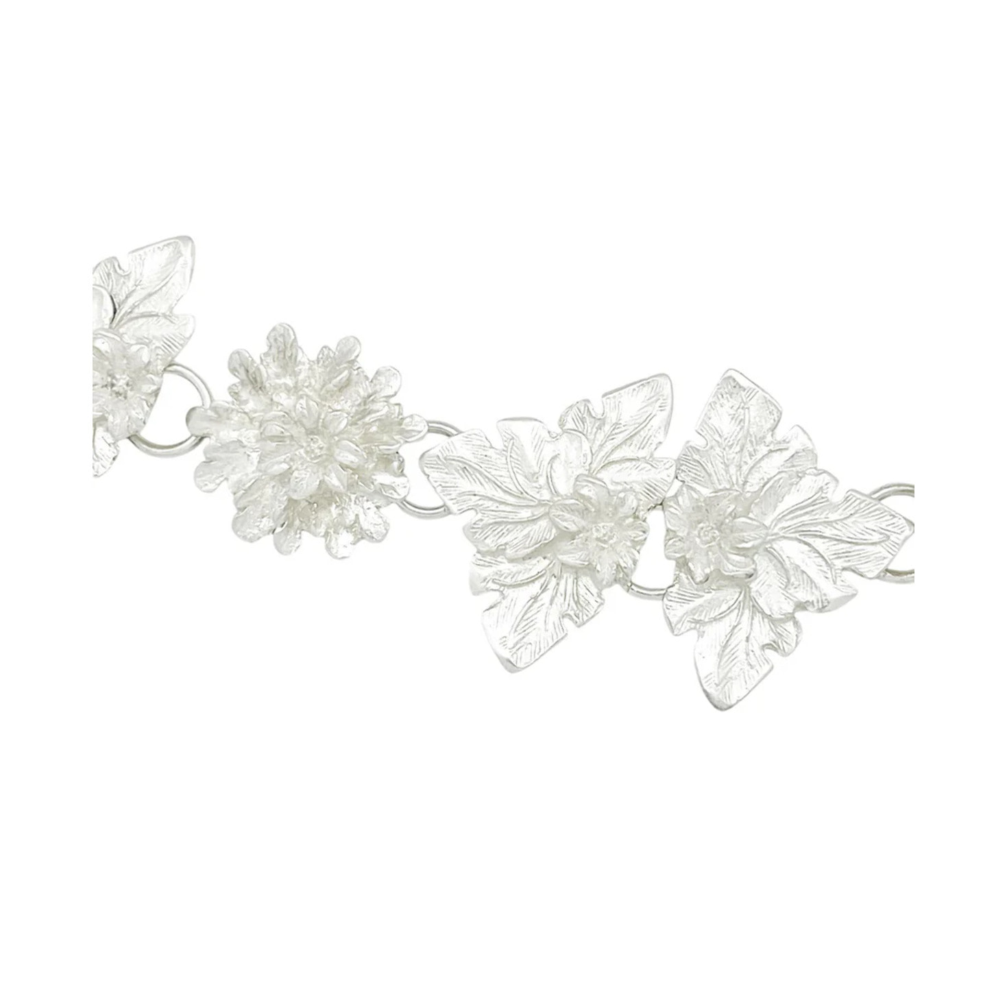 Cinturón Rosetones Flor 3D en cadena plata chapado