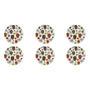 Set 6 Piatti Pizza Excelsa – Calavera, Porcellana Multicolore