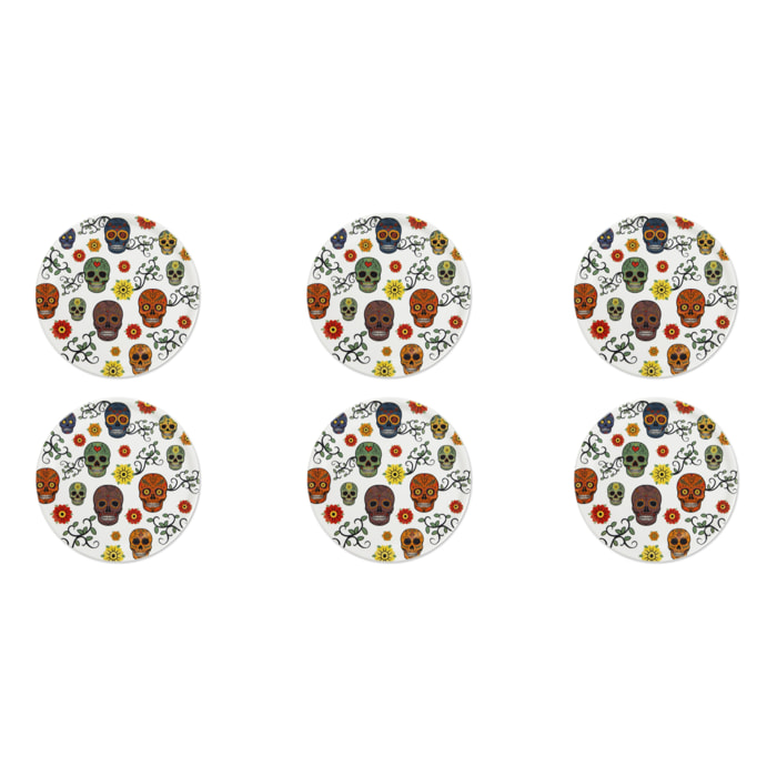 Set 6 Piatti Pizza Excelsa – Calavera, Porcellana Multicolore