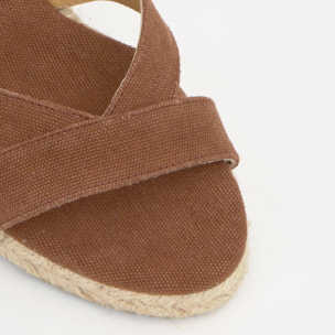 Sandalia bailey cuña 9 cm en algodón orgánico lavado