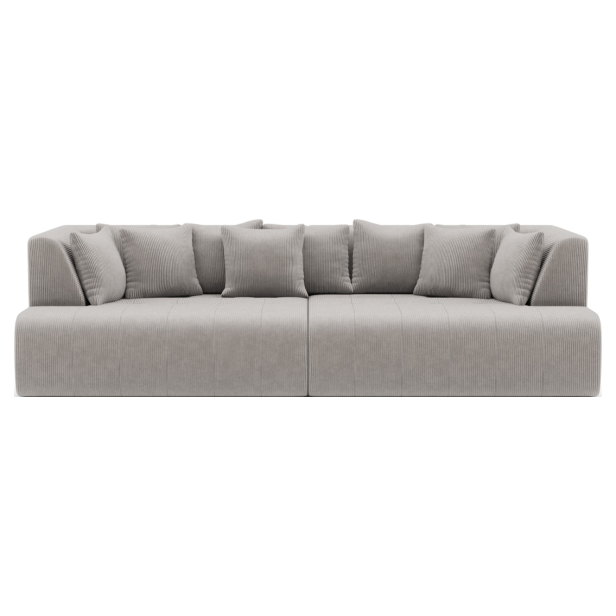 Onyx - canapé droit 4 places avec double méridienne - assise profonde - en velours côtelé - Gris clair