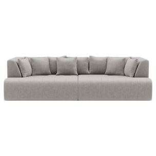 Onyx - canapé droit 4 places avec double méridienne - assise profonde - en velours côtelé - Gris clair