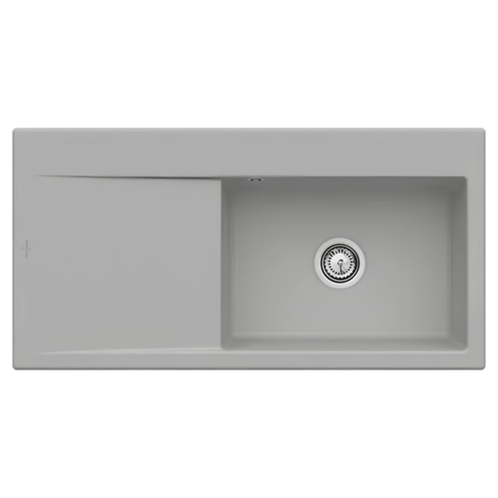 Evier a encastrer 1 bac Subway Style 60 egouttoir à gauche vidage Fossil CeramicPlus