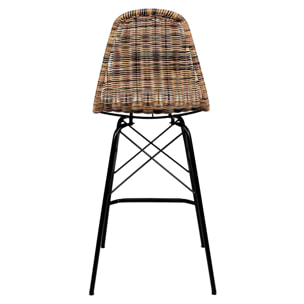 Lot de 2 chaises de bar de jardin 63 cm en résine tressé marron - Tiptur