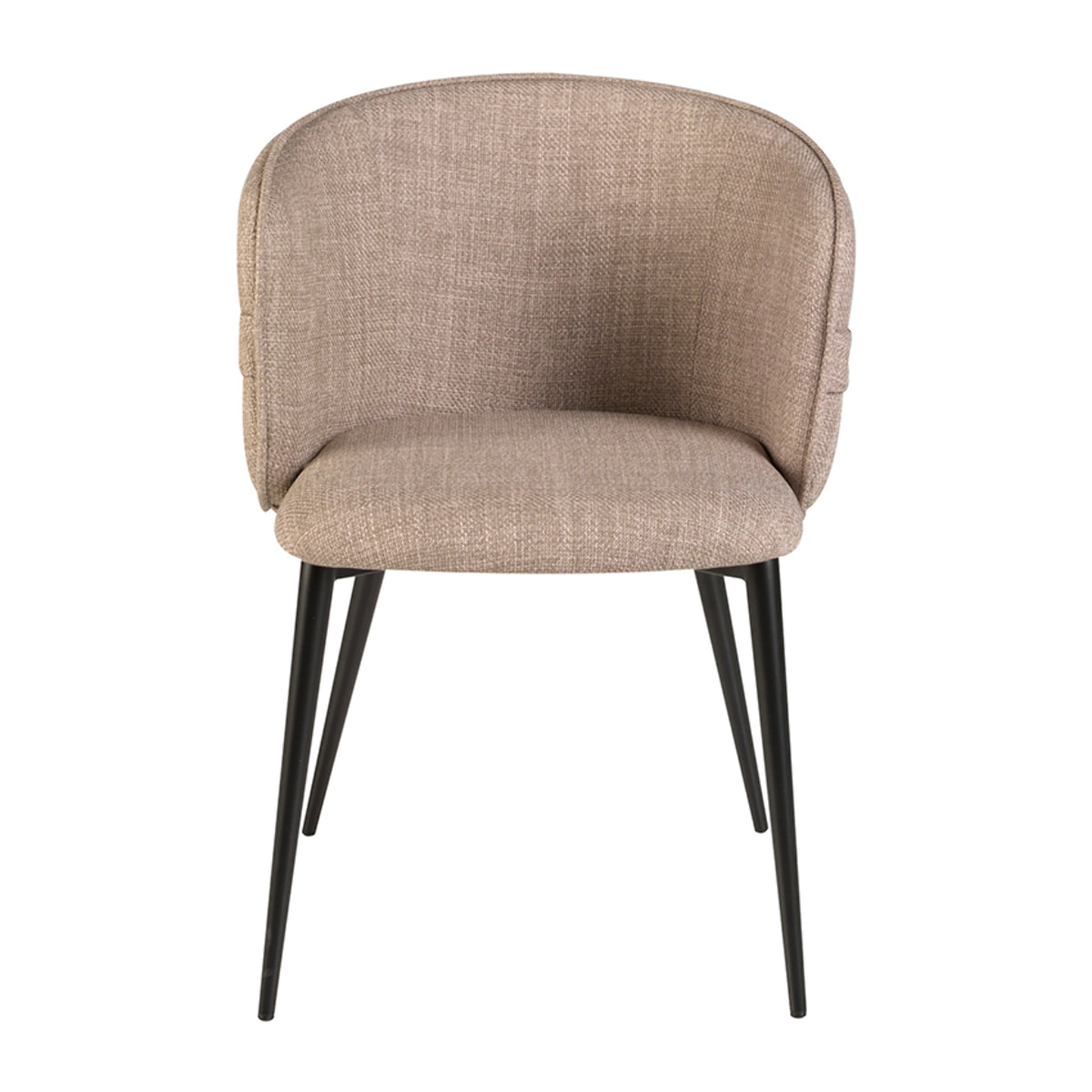 Silla Angel Cerdá con asiento y respaldo tapizados en tela en marrón patas de acero inoxidable en negro mate 58x58x77cm