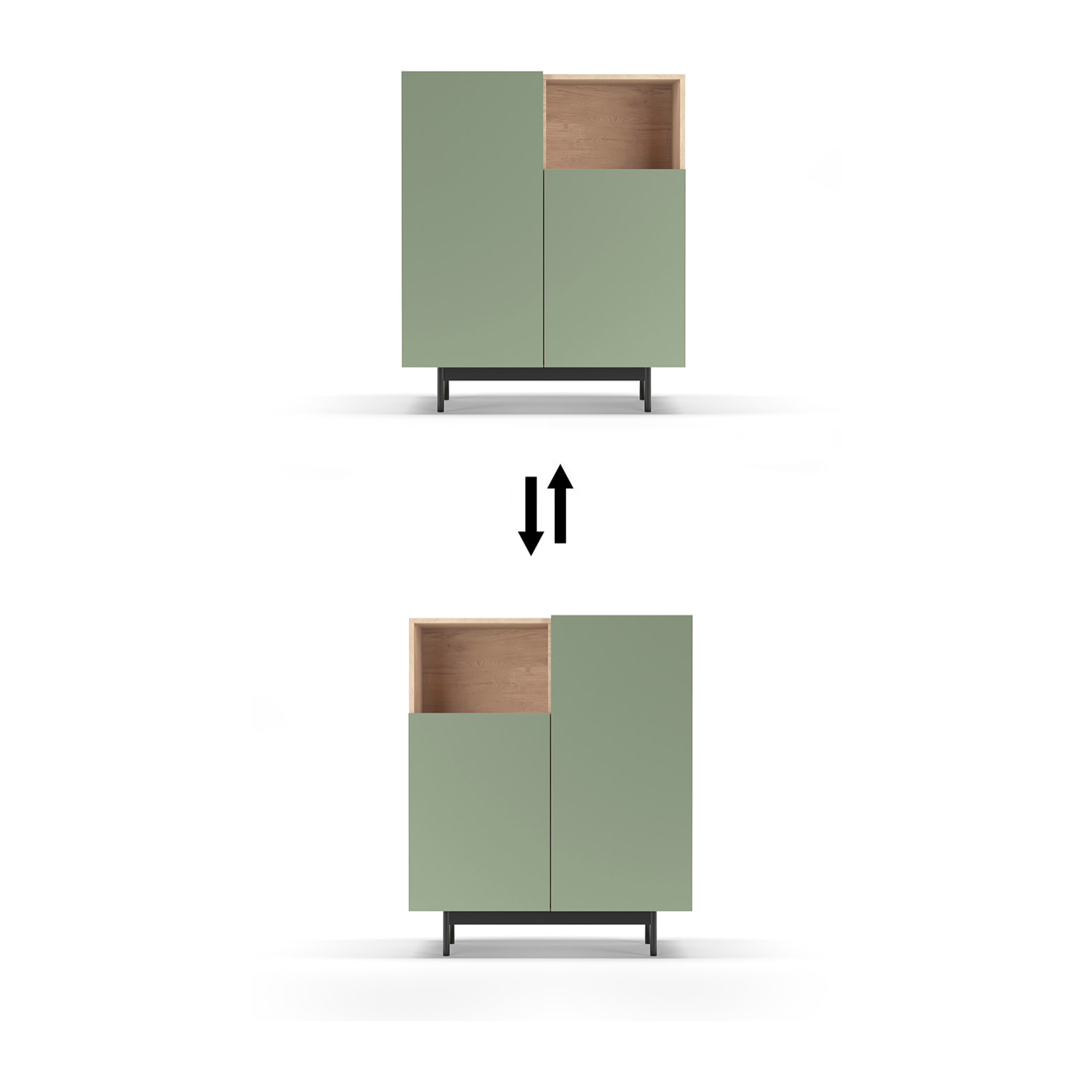 Aparador 1 hueco Printed roble y verde 110x90x34 cm